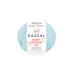 Пряжа Gazzal Baby Cotton 25 3429-Світло-блакитний
