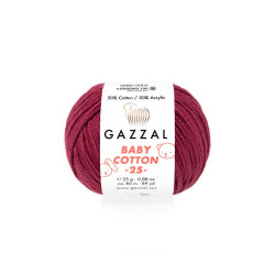 Пряжа Gazzal Baby Cotton 25 3442-Бордовый