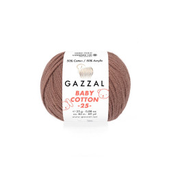 Пряжа Gazzal Baby Cotton 25 3455-Кофейный