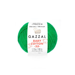 Пряжа Gazzal Baby Cotton 25 3456-Зеленый