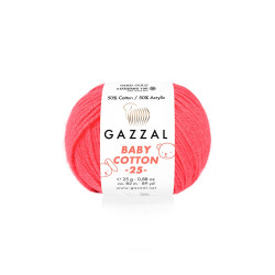 Пряжа Gazzal Baby Cotton 25 3458-Кораловий