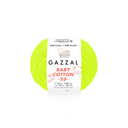 Пряжа Gazzal Baby Cotton 25 3462-Жовтий неон