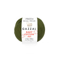Пряжа Gazzal Baby Cotton 25 3463-Хакі