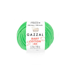 Пряжа Gazzal Baby Cotton 25 3466-Зелене яблуко