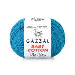 Пряжа Gazzal Baby Cotton 3428 Темна бірюза