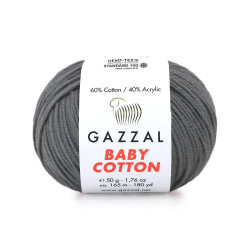 Пряжа Gazzal Baby Cotton 3450 Темно-сірий