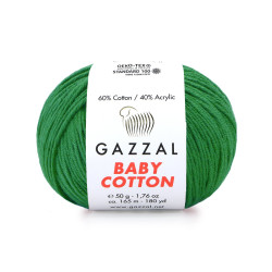 Пряжа Gazzal Baby Cotton 3456 Зелений