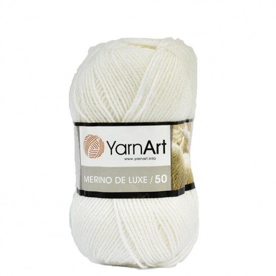 Пряжа YarnArt Merino De Luxe 50 501-Білий