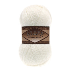Пряжа Alize Angora Gold Simli 62 Светлые сливки
