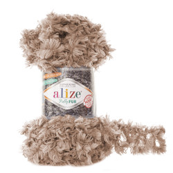 Пряжа Alize Puffy Fur 6104 коричнево-бежевий